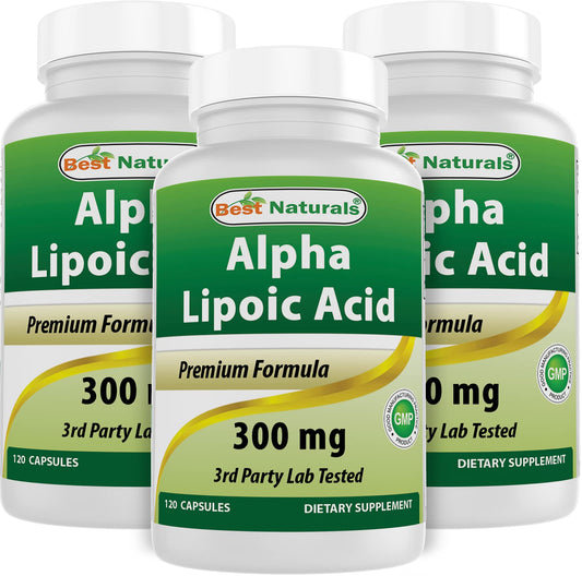 Bottle of Best Naturals Alpha Lipoic Acid 300 mg with 120 capsules