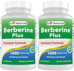 Best Naturals Berberine Plus bottle with 120 capsules (pack of 2)