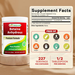Packaging image showing 2 packs of Best Naturals Betaine Anhydrous powder