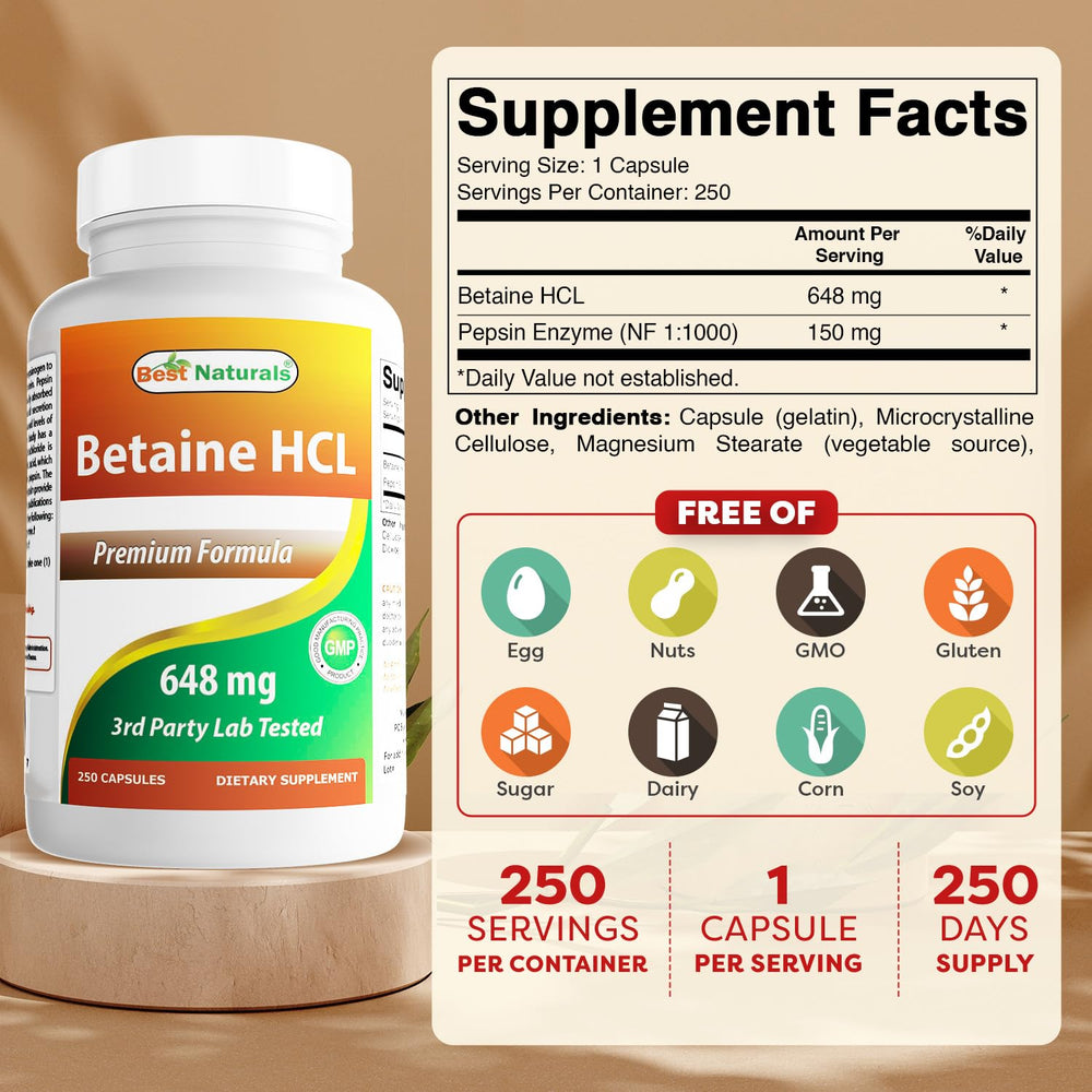 Back label with supplement facts and ingredients