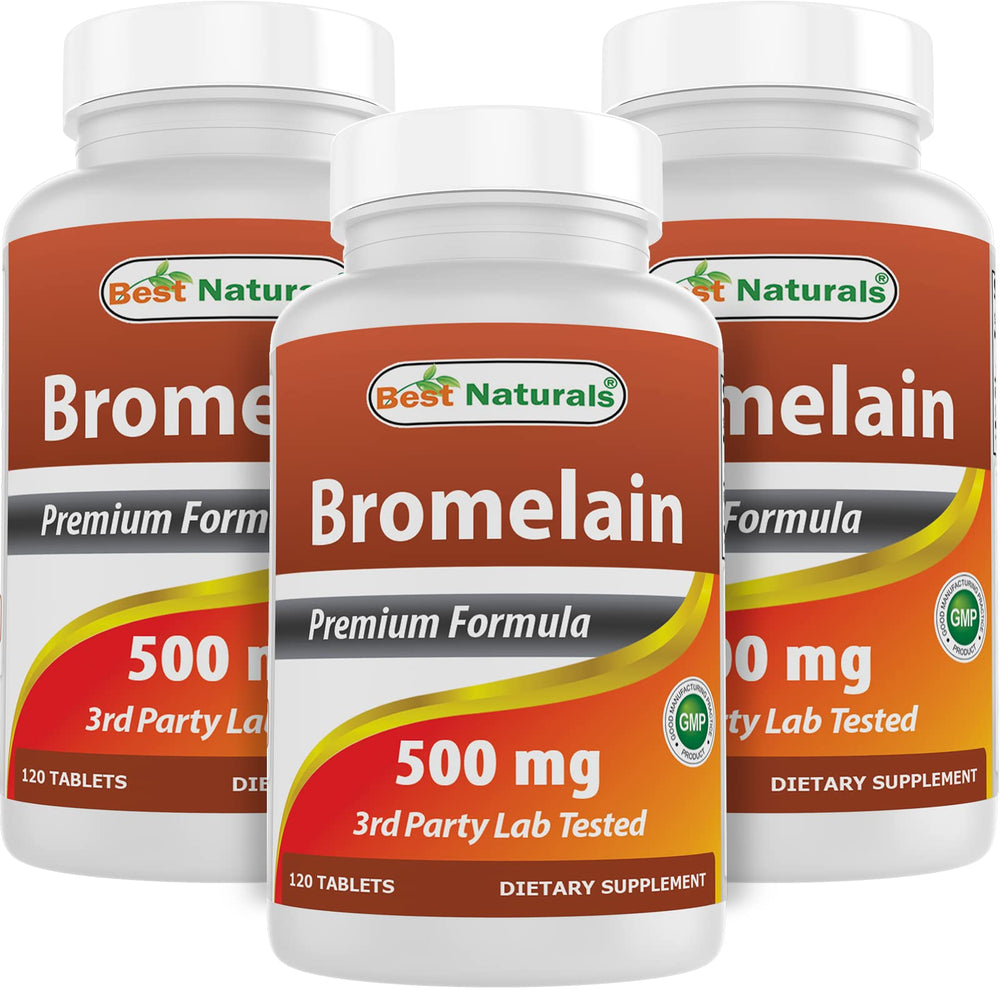 Best Naturals Bromelain 500mg – 120 tablets (pack of 3) bottle hero image