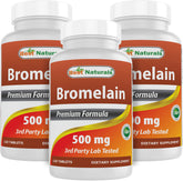 Best Naturals Bromelain 500mg – 120 tablets (pack of 3) bottle hero image