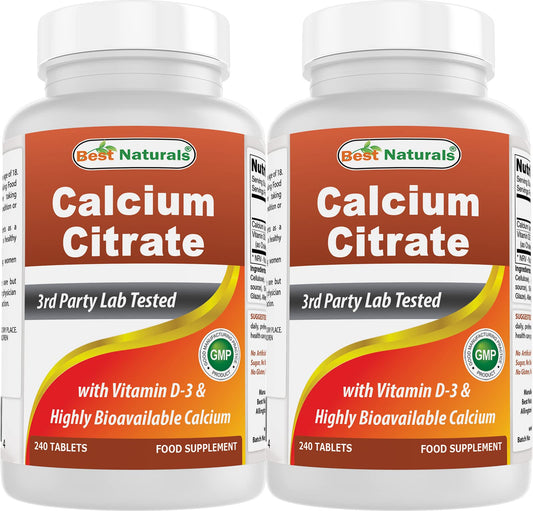Best Naturals Calcium Citrate with Vitamin D-3 bottle Pack of 2