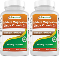Front view of Best Naturals Calcium Magnesium Zinc with Vitamin D3 300 tablets pack 2