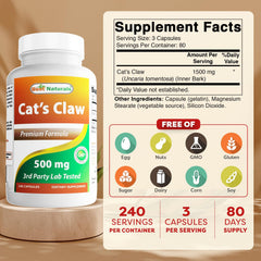 Back of bottle showing supplement facts