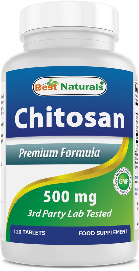 Bottle of Best Naturals Chitosan 500 mg 120 tablets