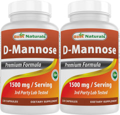 Best Naturals D-Mannose bottle front label showing 1500 mg per serving