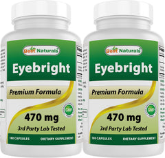 Front view of Best Naturals Eyebright 470 mg bottle with label