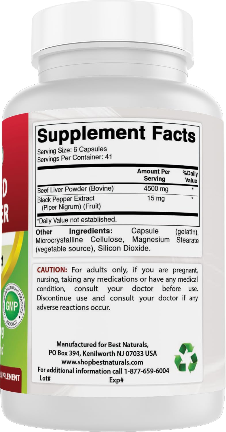 Beef liver capsules with black pepper extract