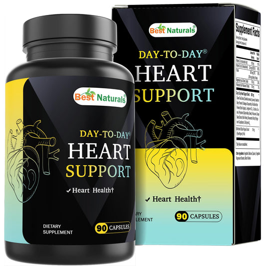 Bottle label for Best Naturals Day-to-Day Heart Health Support with CoQ10 and Green Tea