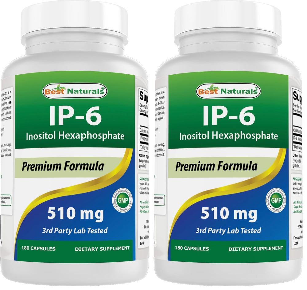 Front view of Best Naturals IP-6 510 mg 180 capsules pack 2