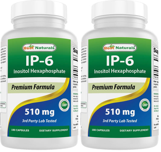 Front view of Best Naturals IP-6 510 mg 180 capsules pack 2