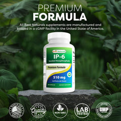 Nutrition information panel for Best Naturals IP-6 510 mg 180 capsules