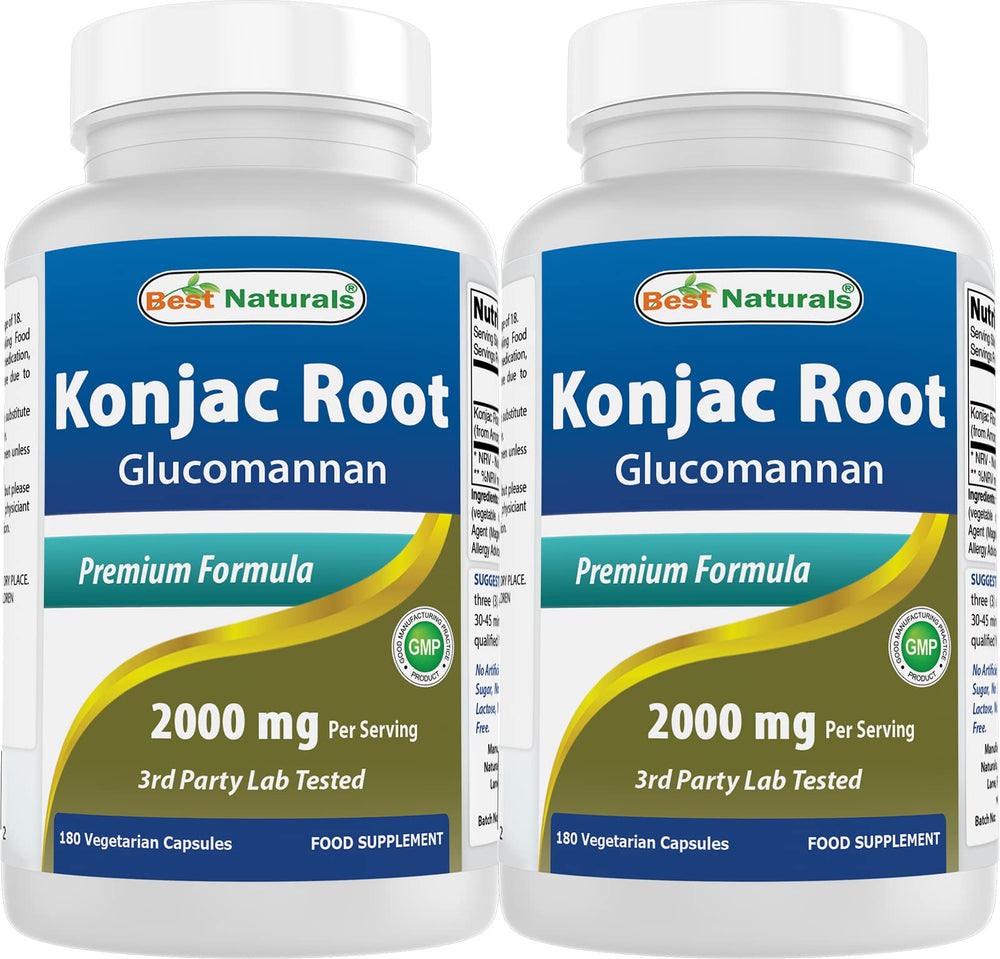 Best Naturals Konjac Glucomannan 2000mg 2-pack box with 180 vegetarian capsules