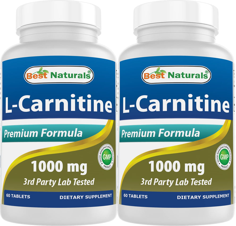 Front view of Best Naturals L-Carnitine 1000mg bottle (pack of 2)