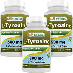 Front view of Best Naturals L-Tyrosine 500 mg bottle