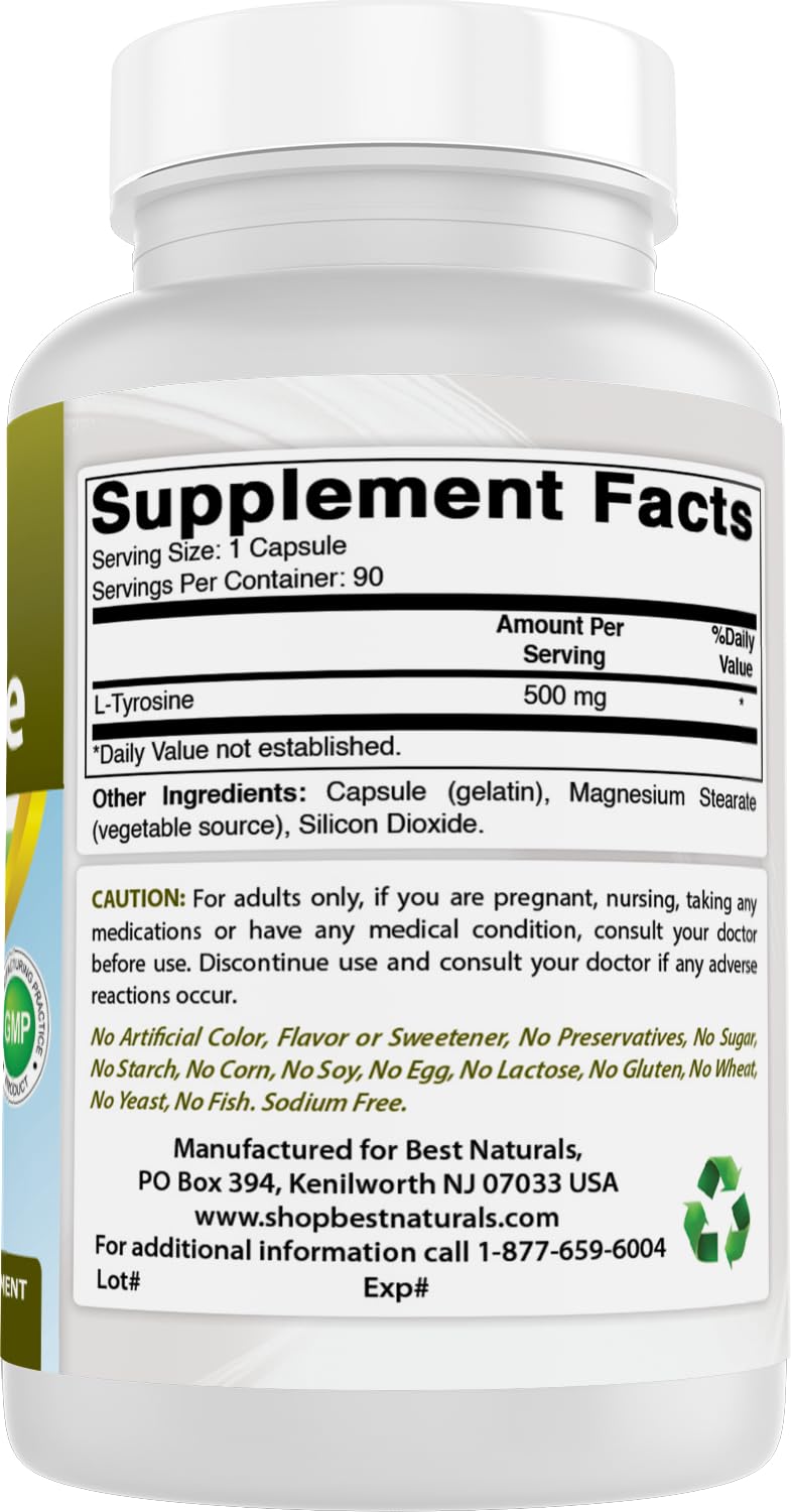 Pack of 3 bottles of Best Naturals L-Tyrosine