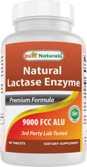 Front view of Best Naturals Lactase Tablets bottle, 90 count