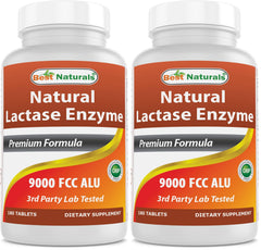 Front view of Best Naturals Lactase Tablets bottle