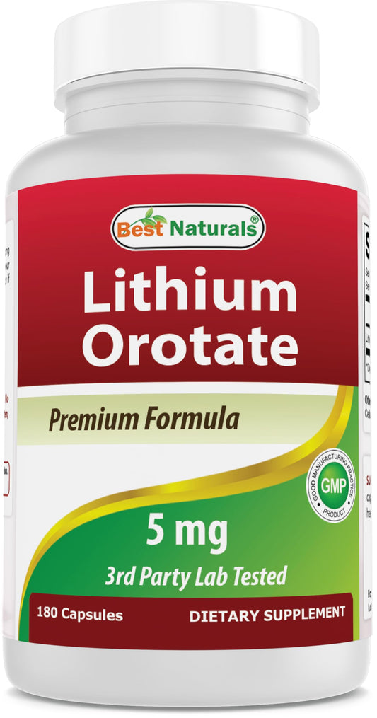 Best Naturals Lithium Orotate 5 mg 180-tablet bottle