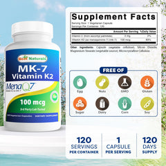 Side view of Best Naturals MK-7 Vitamin K2 bottle