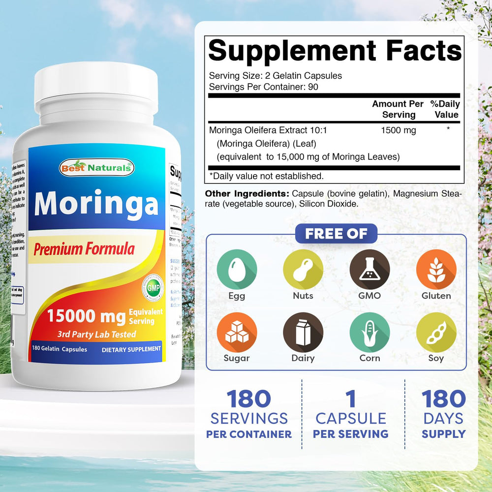 Bottle of Best Naturals Moringa Extract Pack 2