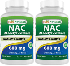 Best Naturals NAC 600 mg bottle with 120 capsules – Pack of 2