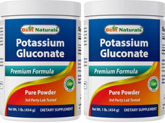 Front view of Best Naturals Potassium Gluconate 1 lb powder bottle
