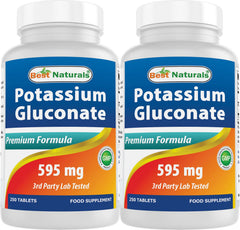 Front view of Best Naturals Potassium Gluconate 595 mg bottle (pack of 2)