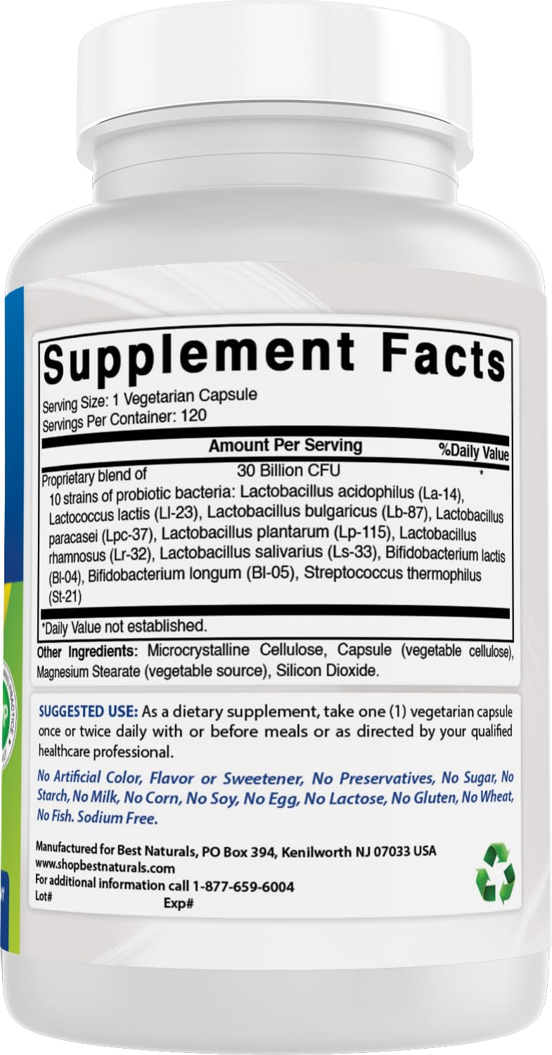 Best Naturals probiotic manufactured in a GMP compliant facility for quality