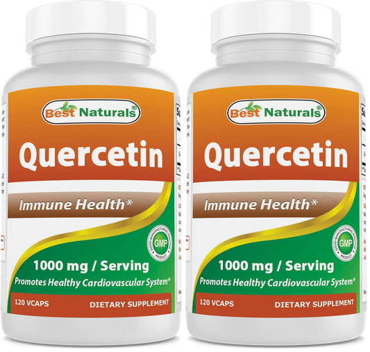 Front view of Best Naturals Quercetin 1000 mg per serving bottle