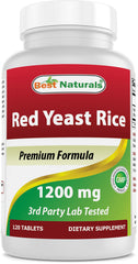 Bottle of Best Naturals Red Yeast Rice 1200 mg with 120 tablets
