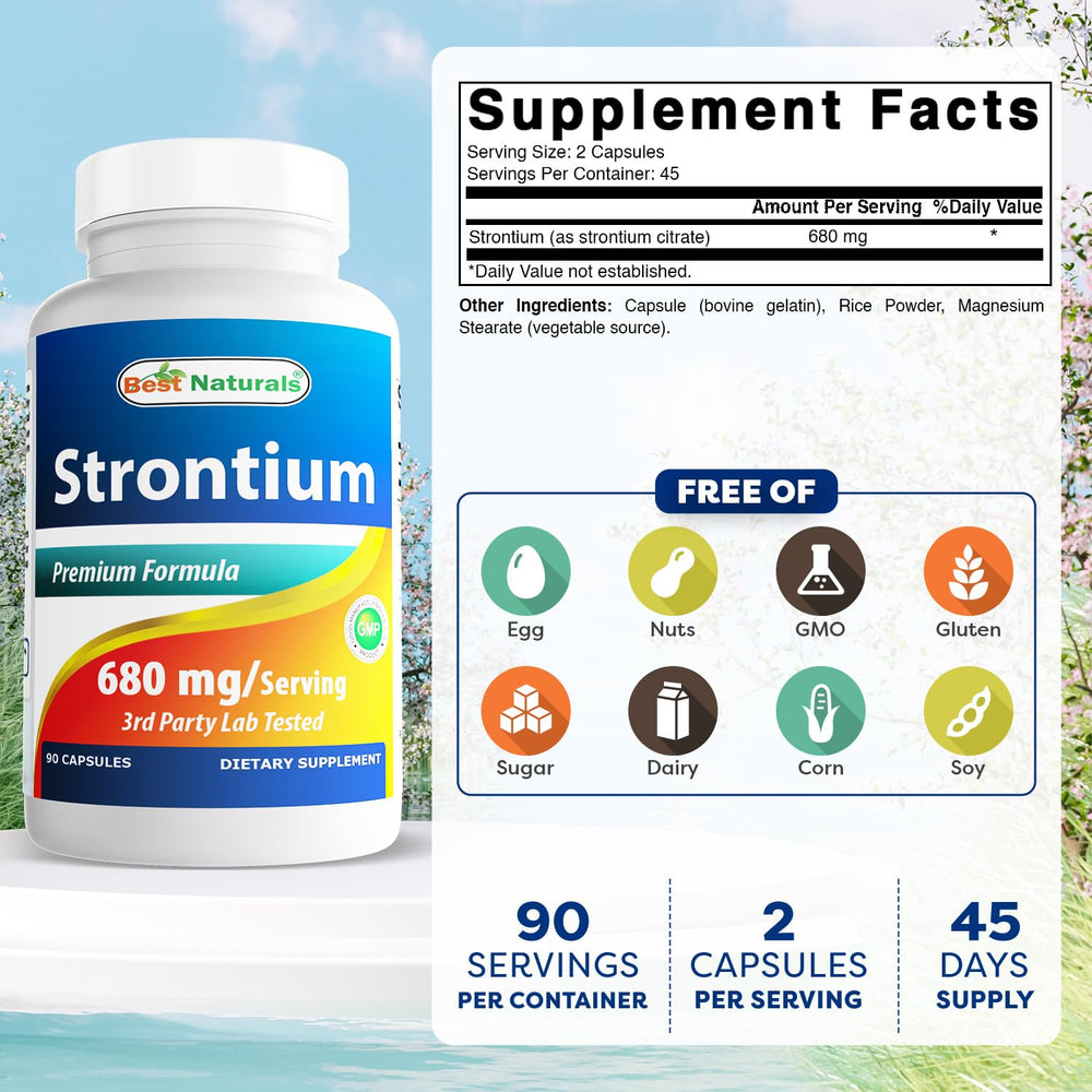 Label showing 680 mg Strontium per serving