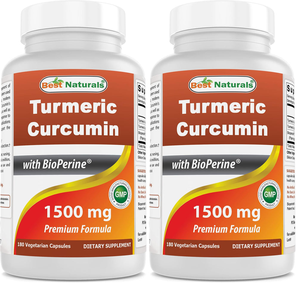 Main product image: Best Naturals Turmeric Curcumin 1500mg with Bioperine, 180 veggie capsules per pack (Pack 2)