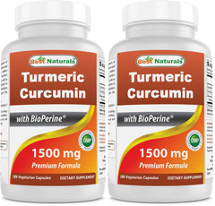 Main product image: Best Naturals Turmeric Curcumin 1500mg with Bioperine, 180 veggie capsules per pack (Pack 2)