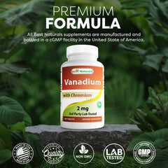 Two bottles of Best Naturals Vanadium and Chromium supplement pack shot