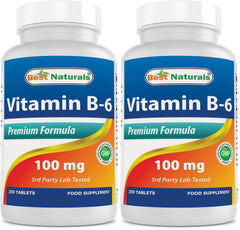 Front view of Best Naturals Vitamin B6 tablet bottle