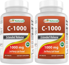 Front bottle view of Best Naturals Vitamin C 1000 mg with Rose Hips Berry (2-pack)