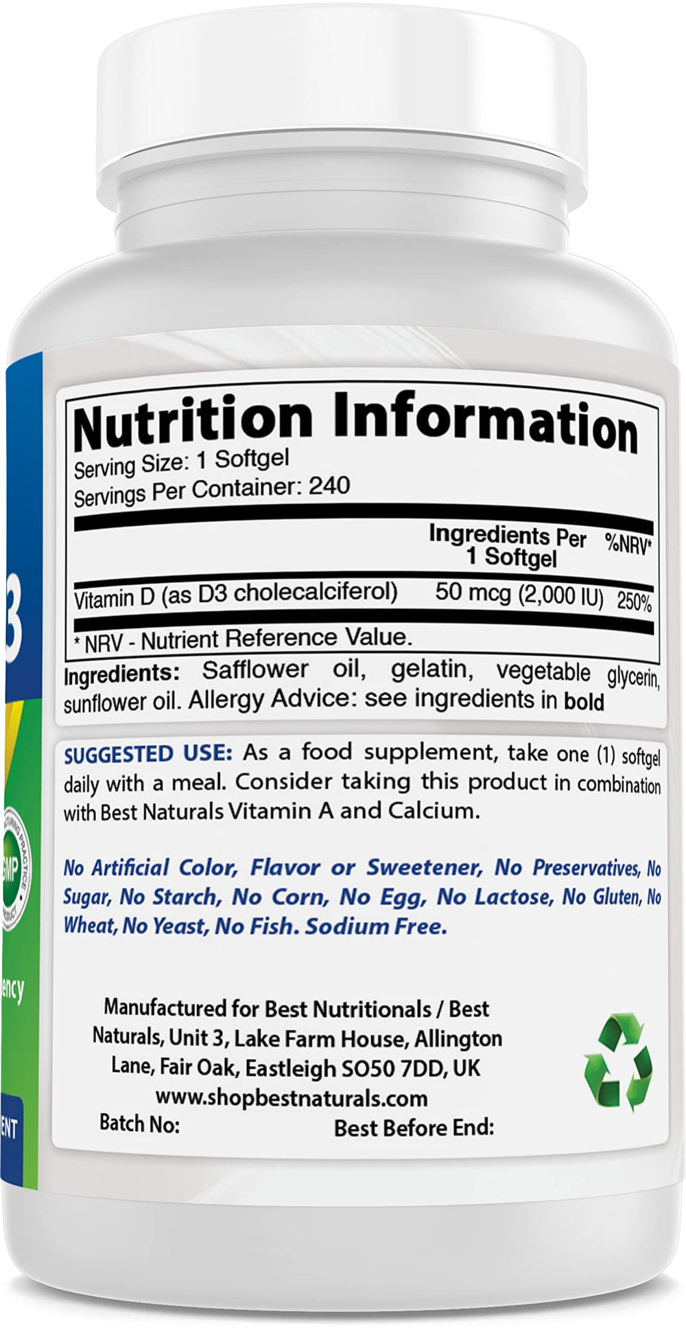 Close-up of Vitamin D3 softgels (2000 IU per softgel)