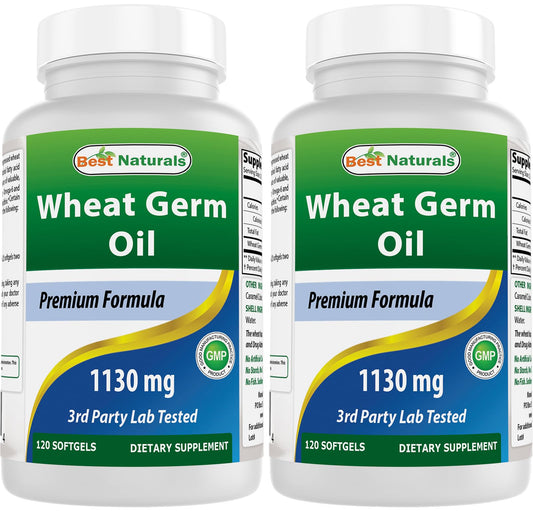 Front of Best Naturals Wheat Germ Oil bottle – pack of 2
