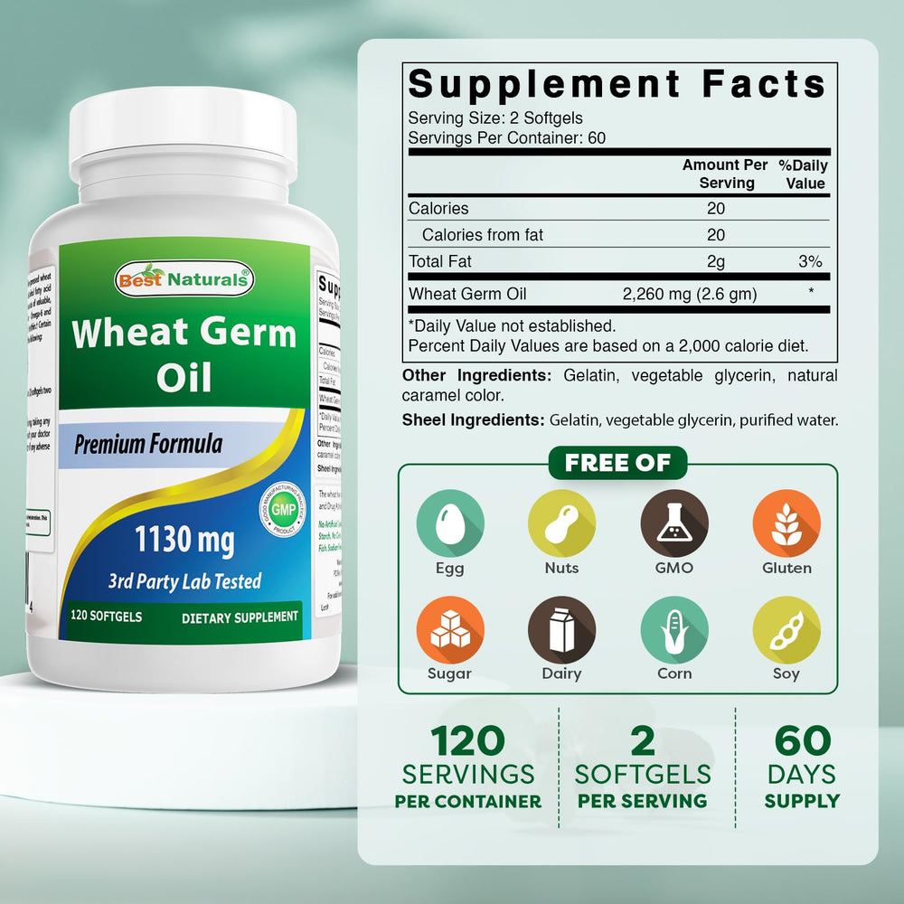 Wheat Germ Oil 1130 mg label on bottle