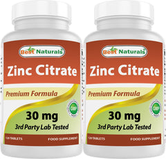 Hero image of Best Naturals Zinc 30mg (zinc citrate) bottle