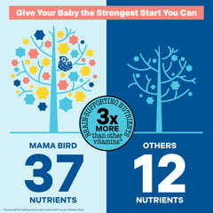Best Nest Wellness Mama Bird vegan gluten-free badge on packaging.