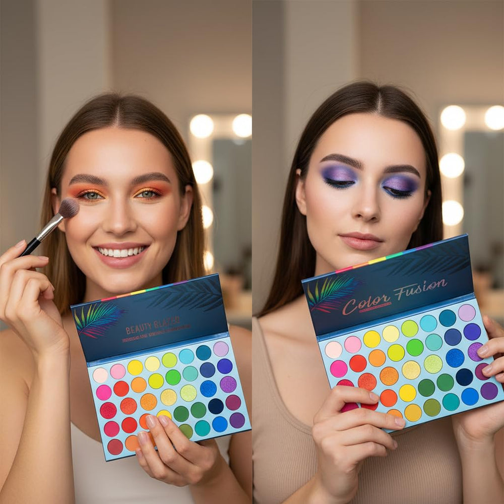 BestLand rainbow shadows used as face and body highlighter for creative looks