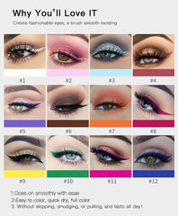 BestLand rainbow eyeliner swatches highlight the bright neon colors for creative designs