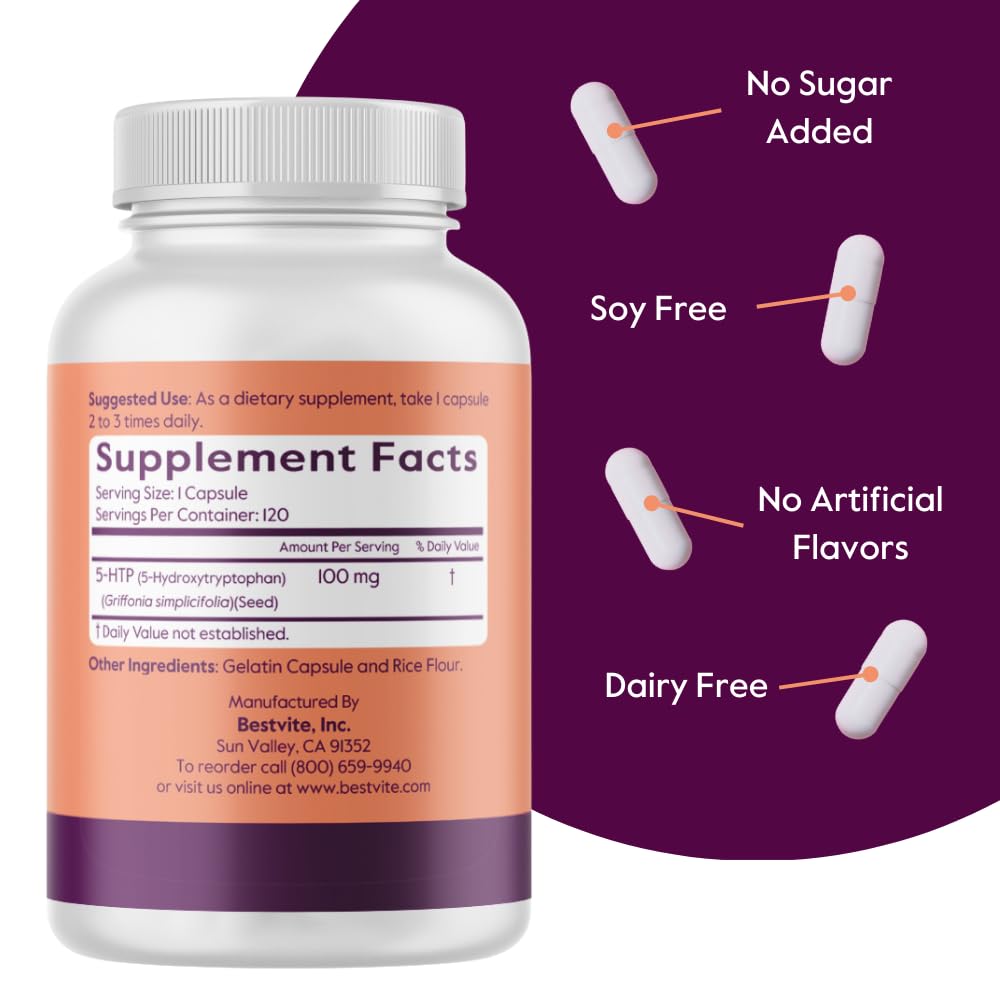 Packshot showing BESTVITE 5-HTP 240 capsules packaging