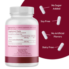 Nutrition facts panel for BESTVITE Choline Inositol