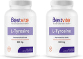 Front view of BESTVITE L-Tyrosine 500mg bottle pack (2 bottles)