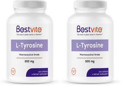 Front view of BESTVITE L-Tyrosine 500mg bottle pack (2 bottles)