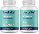 Front view of BESTVITE Melatonin 6 mg 120 Veg Caps Pack of 2